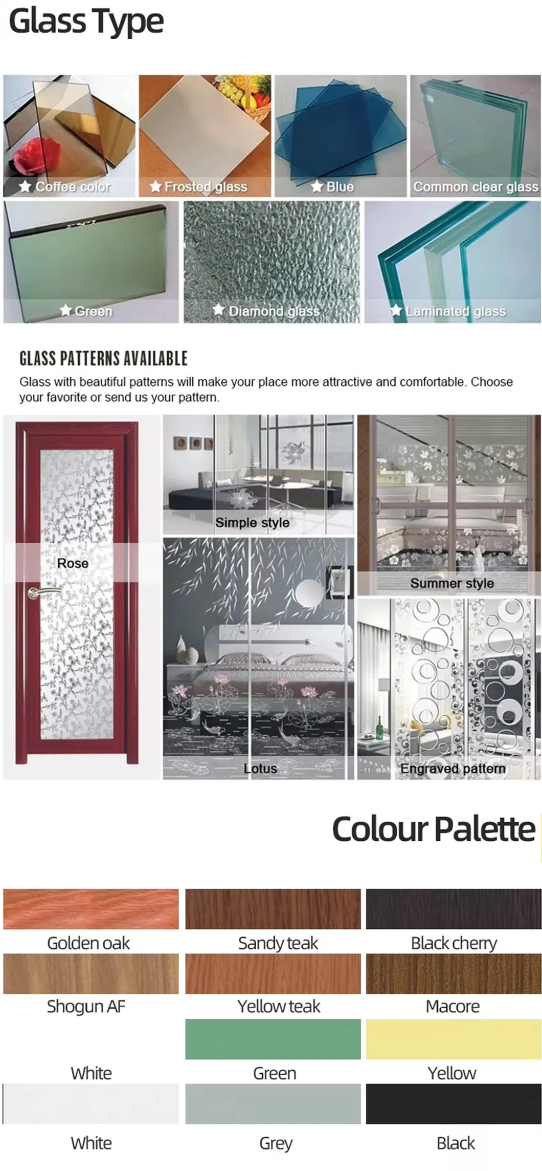 China baño personalizado aluminio puertas correderas de vidrio de aleación de aluminio titanio magnesio aleación de puerta muda puerta de partición 6