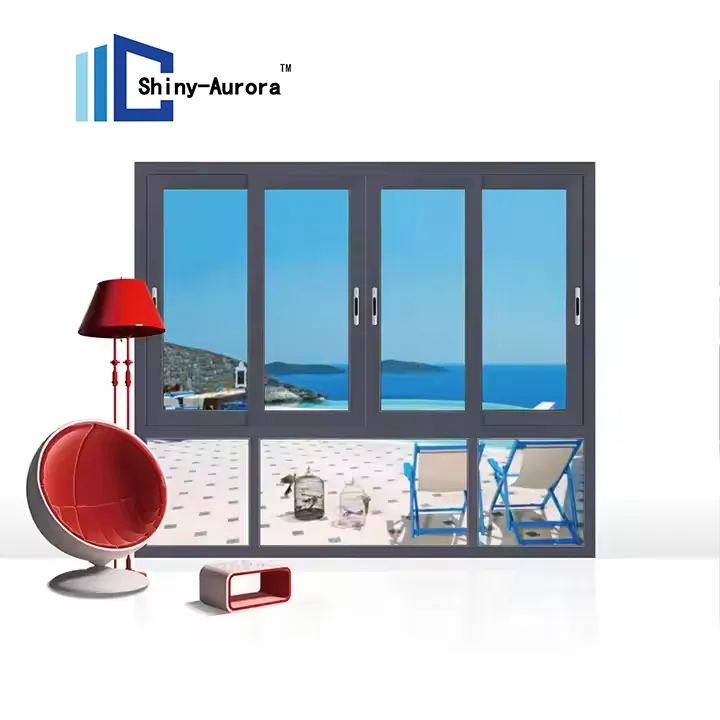 Ventanas de vidrio templado de doble capa de aluminio de seguridad y ahorro de energía 1