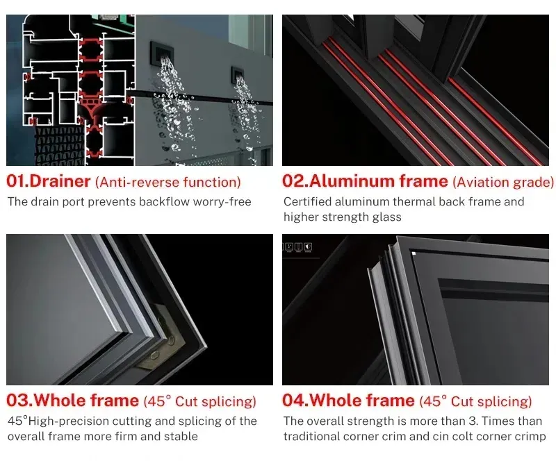 Ventanas de vidrio templado de doble capa de aluminio de seguridad y ahorro de energía 4