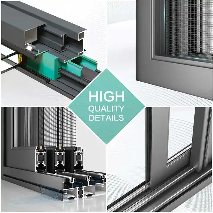 Ventanas de vidrio templado de doble capa de aluminio de seguridad y ahorro de energía 5