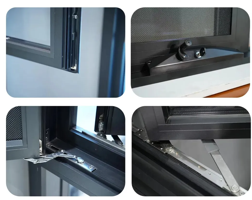 Ventanas de aluminio térmico con casilla ventanas de vidrio templado de doble acristalamiento 5