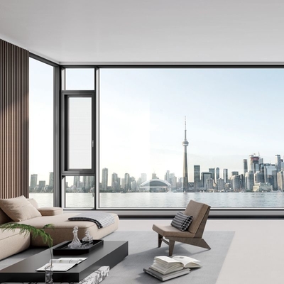 Ventanas de aluminio negro modernas insonorizadas anti robos de aluminio con ventanas térmicas