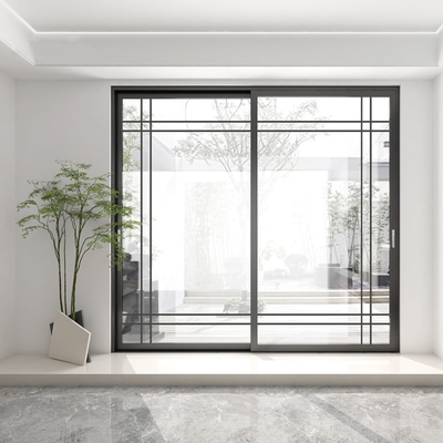 Tres pistas de puerta corredera y ventana, puente de aluminio.