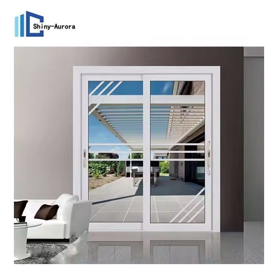 Puente roto Puerta corredera de aluminio de 3 pistas Puerta corredera de vidrio templado
