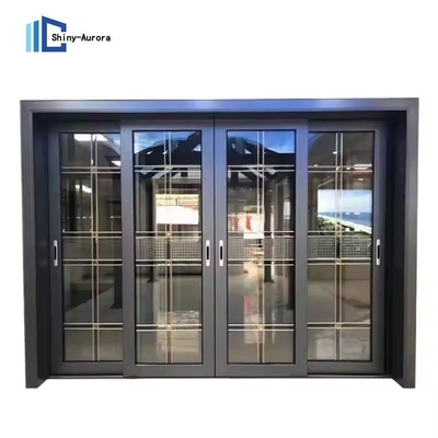 Puertas deslizantes de vidrio de bajo E, puertas deslizantes exteriores plegables con cerradura
