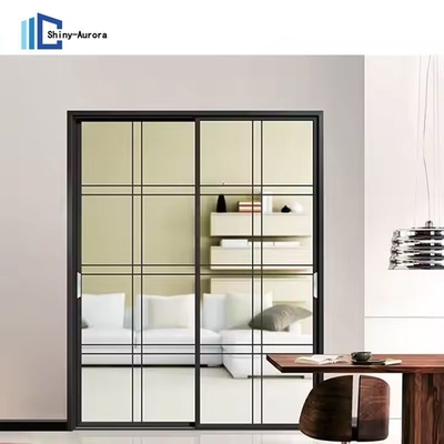 Puertas de vidrio correderas de vidrio templado transparente, insonorizado, de perfil de aluminio doble, puerta de vidrio