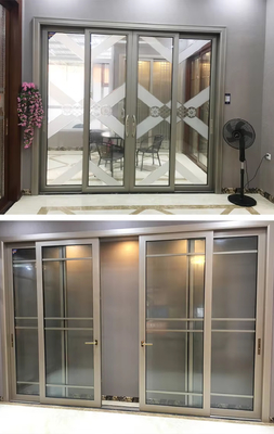 Puerta corredera de aluminio resistente a la intemperie doble acristalamiento aislamiento acústico