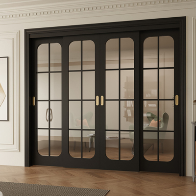 Puertas correderas de aluminio recubiertas en polvo con doble acristalamiento para el funcionamiento de puertas correderas 100 / 120