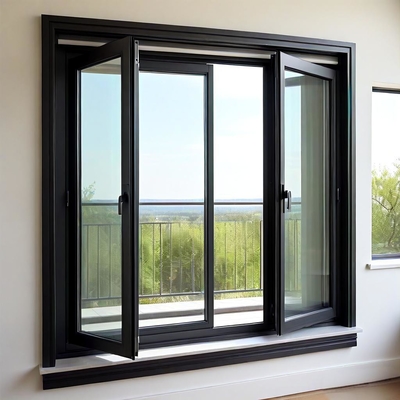 Ventana de aluminio comercial de vidrio aislante de aluminio blanco atómico