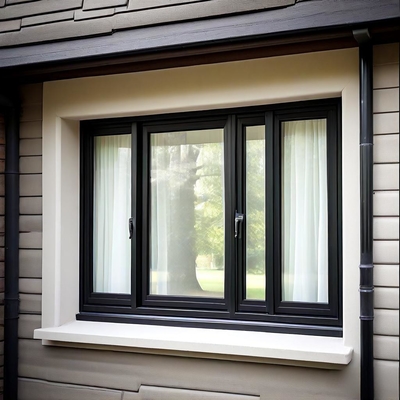 Ventanas de vidrio de aluminio moderno, ventanas de aluminio de doble acristalamiento.